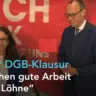 Friedrich Merz und Yasmin Fahimi nach der Klausur des DGB-Vorstands | 15.01.2025